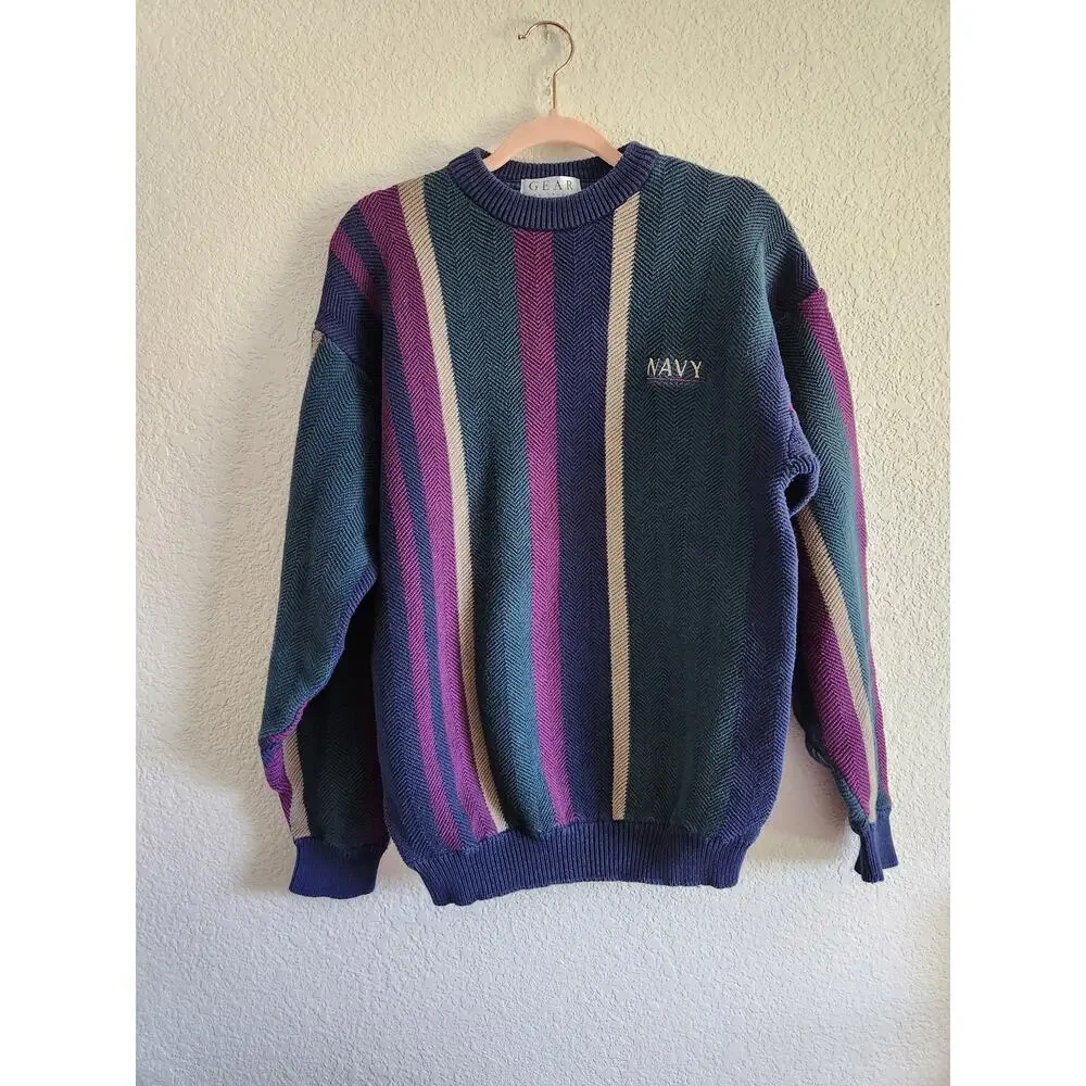 Y2k Men's Gear Retro Knit Sweater Lg - Picture 1 of 8